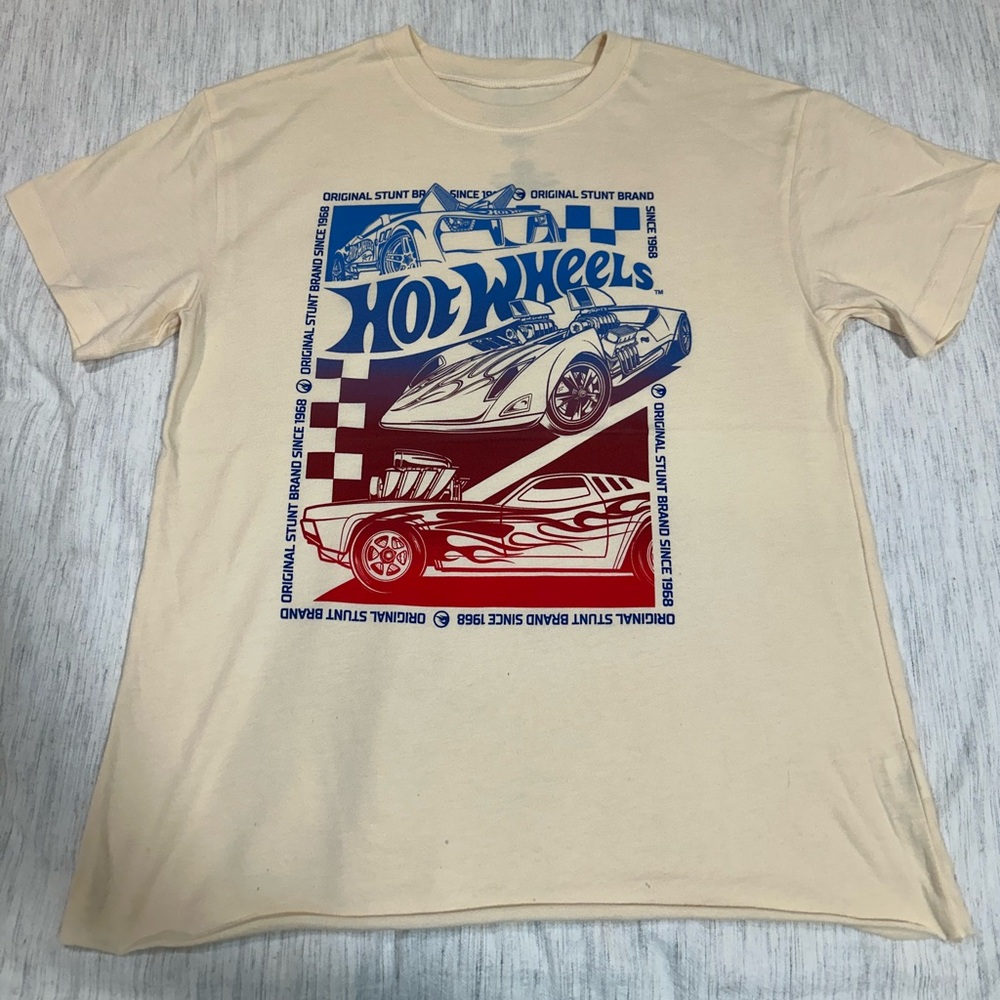 Mattel Cream with bright graphic hot wheel tshirt